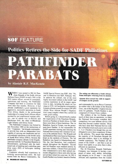 Pathfinder Parabats Soldier of Fortune October 1984